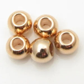 2 x DQ metaal kraal 6mm rosé goudkleur gat 2mm (nikkelvrij)
