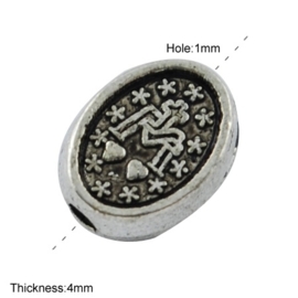 10 keer Tibetaans zilveren kraal leuk voor rozenkrans 8 x 6 x 4mm gat: 1mm
