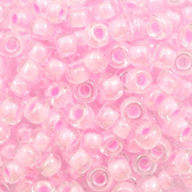 10 gram Miyuki rocailles 6/0 - pink lined crystal