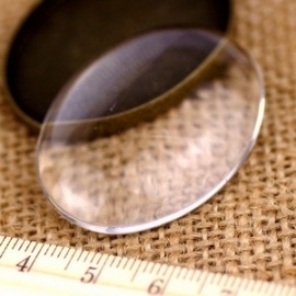 4 x Glas cabochon transparant  ovaal 13 x 18mm 4,5mm