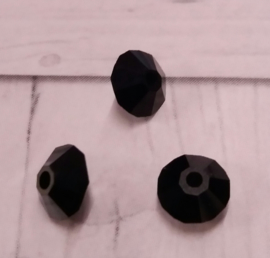 25x preciosa kristal bicone zwart AB 5 mm Gat: 1 mm
