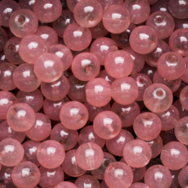 15 stuks  glaskralen opaal vintage pink 8mm