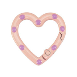 1 x Gekleurde onderdelen sleutelhanger hart Light pink-purple ca. 25x26x4mm