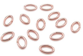 50 x DQ metaal buig ringetje ovaal 8 x 5,5mm - dikte 1,2 mm Rose Gold (Nikkelvrij)