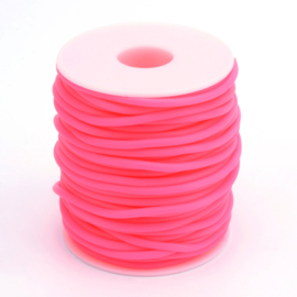 100 cm hol Rubber DQ koord 3mm gat: 1,5 mm Deep Pink