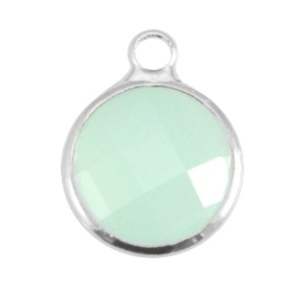 Crystal glas hanger rond 12mm Crysolite green opal-Silver  (Nikkelvrij)