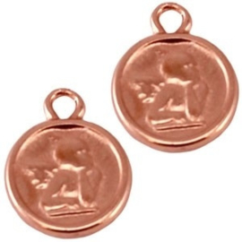 2 x DQ Bedel Rond Engel 16x12 mm Rose Gold