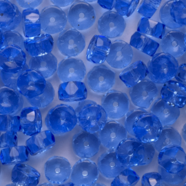 15 x plat ronde Tsjechische kralen facet kristal  3x6mm kleur: blauw Gat c.a.: 1mm
