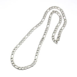 RVS 304 Matte Stainless steel RVS figaro ketting voor mannen 6mm dik lengte: 55cm