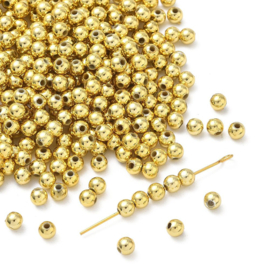 30 x Metaallook acryl kralen rond 4 mm – gat 1 mm – goudkleur