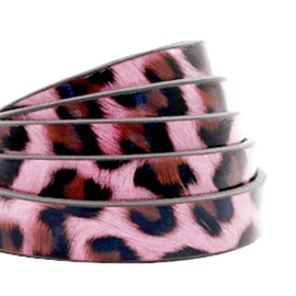 1 meter plat 10 mm imi leer leopard print pink