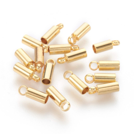 2 x RVS metaal eindkap voor 2mm leer/draad goudkleur 8 x 2,5mm Ø 2.0 mm