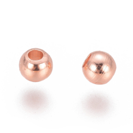 25 x Rose Gold kraaltjes, 3mm gat: c.a. 1mm