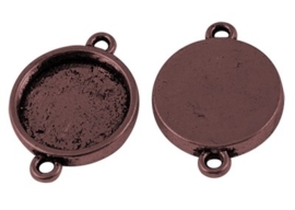 2 x Metalen Camée of Cabochon houder oogje: 2mm tray Ø15mm rood koper kleur