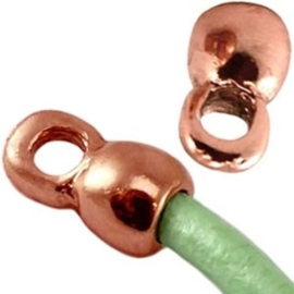 2x Eindkapjes DQ Rose gold voor 3 mm leer 10x6 mm Ø 3.0 mm