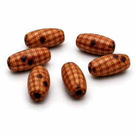 25 x Afrikaanse ovale houten kralen 15 x 7 mm – gat ca. 2,5 mm – bewerkt