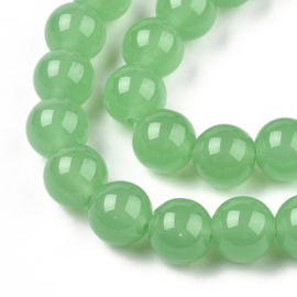 30 x Imitatie jade glaskralen rond 6-6,5 mm – gat 1,4 mm – Lime Green