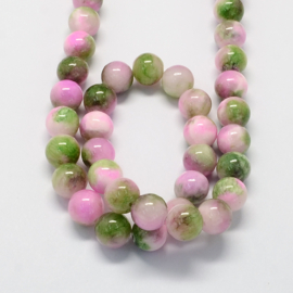 10 x  Edelsteen kralen geverfde witte Jade, Sea Green, 8mm, gat: 1mm
