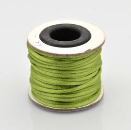 Rol met 10 meter Nylon  satijn koord Marcramé koord 2mm kleur Yellow Green