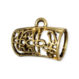 Metalen messing sjaalhanger of sjaal bails, bloemen, antiek goudkleur 32 x 25 x 18mm, oogje: 4mm