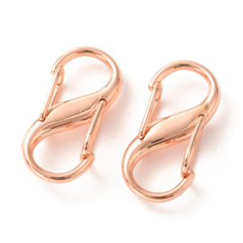 1 x Metalen dubbele S-karabijnhaak 27,5 x 13 x 7 mm – Rose Gold