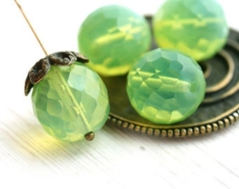 5 x Glaskraal facet kristal opal Green/Yellow prachtige glans 18mm