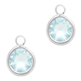 1 x DQ facethanger gekleurd Light Blue - crystal-silver 7x10 mm