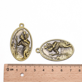 5 x Religieuze hangers Christendom Jezus en Saint Christopher 43 x 25 x3mm oogje: 2,5mm (Nikkelvrij)