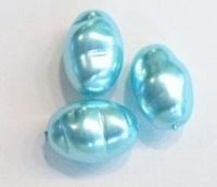 10 x Glasparel nugget groot ovaal Aqua 20mm