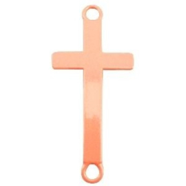 1x Bedel 2 ogen kruis Pastel peach 38x17 mm