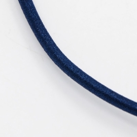 Prachtig zijden koord 3,2mm diameter, lengte c.a. 43cm incl. verlengketting donker blauw