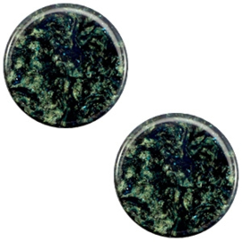 1 x 7 mm platte cabochon Polaris Elements Stardust Dark emerald blue zircon