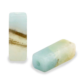 2 x  Natuursteen kralen chalcedoon (kwarts) tubes Light turquoise 13x5mm (Ø1mm)