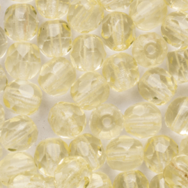 15 x ronde Tsjechische kralen facet kristal 6mm kleur: geel Gat c.a.: 1 mm