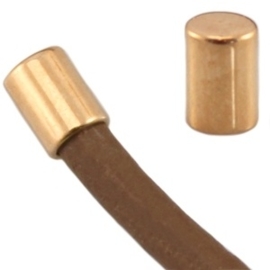 4 x DQ metaal eindkapje tube vorm rose gold kleur  ca. 4 x 2 mm (voor 2mm draad)  (Nikkelvrij)