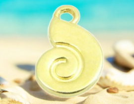DQ metaal hanger nautilus schelp 13mm goudkleur, oogje 1,7 mm  (Nikkelvrij)