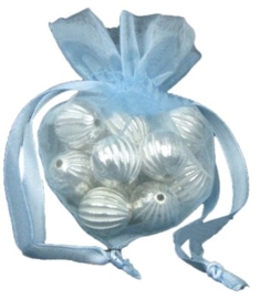 20 stuks luxe hartvormige organza zakjes 10cm x 8.75cm licht blauw (op is op!) ♥
