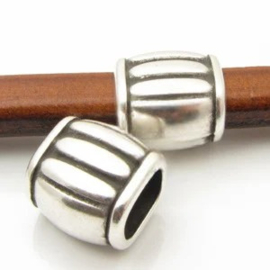 1 x DQ metaal schuiver ca. 16 x 16mm Ø10 x 6mm antiek zilver kleur (Nikkelvrij)