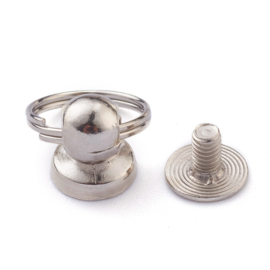2 x Metalen Telefoonhoes studs klinknagel rivet 18,5 mm, gat: 10 mm, ring: 11,5x1,5 mm, schroef: 11x8 mm Platinum kleur