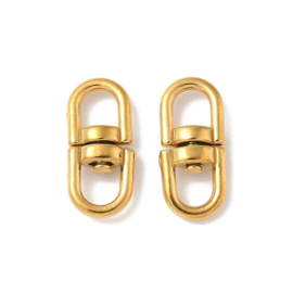 1 x RVS 304 dubbele draaibare verdeler 16,5 x 7 x 4 mm – oogjes 4 x 4 mm – 18K Gold Plated