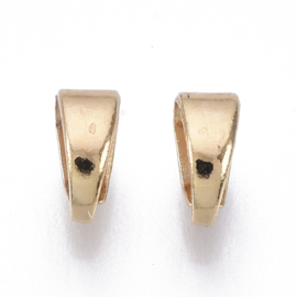 2 x Bails hanger, 18K gold plated, 6x4x3mm, binnen diameter: 5x3mm