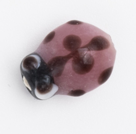 5 x donker roze glaskraal lieveheersbeestje 11 x 9 x 7 mm; Gat 2 mm Handgemaakt