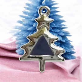 2x Metalen hanger kerstboom met paarse epoxy 30 mm