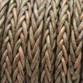 1 x Rol DQ leer vierkant 4 x 4mm gevlochten Rust Brown per 5 meter