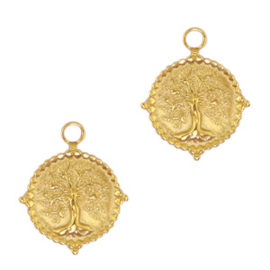 1 x  Roestvrij stalen (RVS) Stainless steel bedels tree of life Goud ca. 22x19mm (Ø2.7mm)