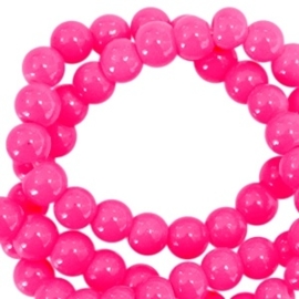 25 x 3 mm glaskralen opaque Neon pink gat 0,8mm