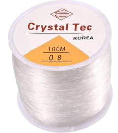 1 rol Crystal Tec elastiek 0,8mm wit c.a. 100 meter (past niet door de brievenbus)