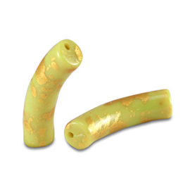 5 x Acryl kralen tube shiny Lime green-gold ca. 33x8mm (gat Ø1.7mm)