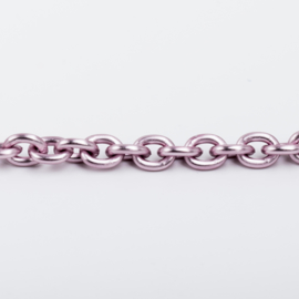 50 cm aluminium roze jasseron ketting 7,5 mm x 5,9 mm