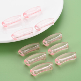 10 x Acryl kralen tube transparant pink ca. 32x8mm (gat Ø1.8mm)